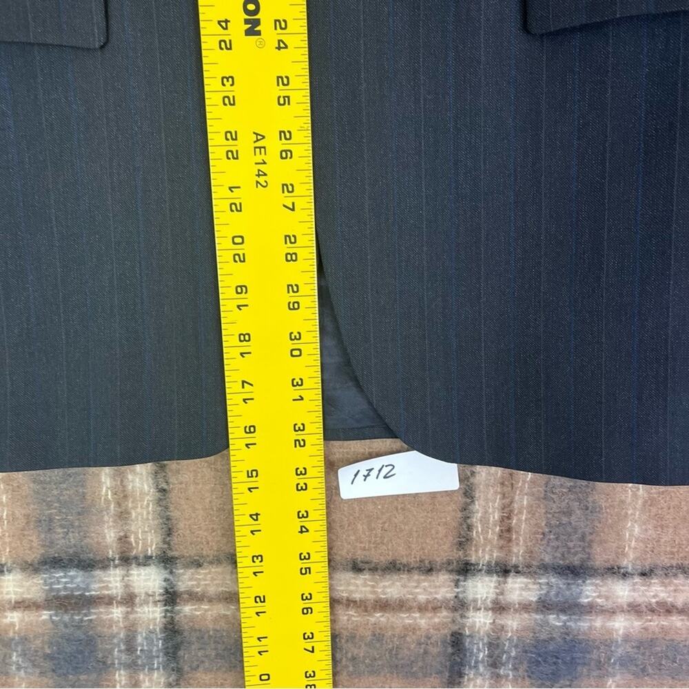 Ralph Lauren Sport Coat Mens 39R 100% Wool Charcoal and Blue Striped - Picture 9 of 13